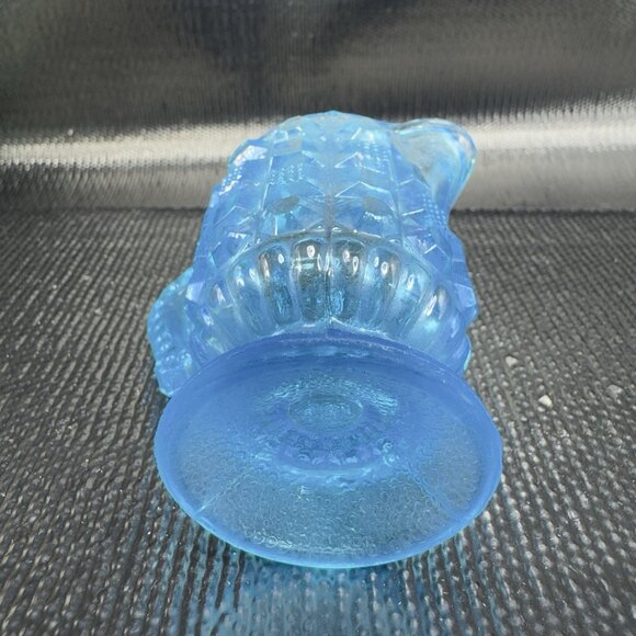 Vintage Kemple Blue Waffle Button Glass 2oz Creamer Small Glass Jug Pitcher VTG - Picture 6 of 10